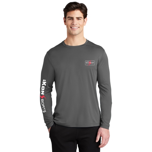 iKon Boats UPF 50 Performance Long Sleeve Shirt - Sleeve Logo - Gray