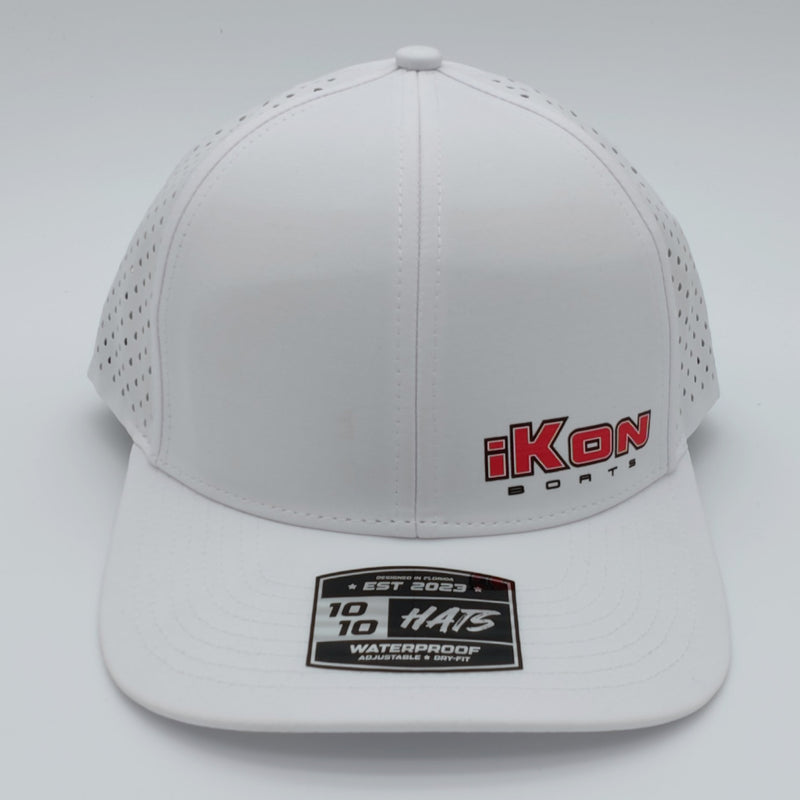 Load image into Gallery viewer, iKon 6-Panel Dryfit Performance Snapback Hat - White
