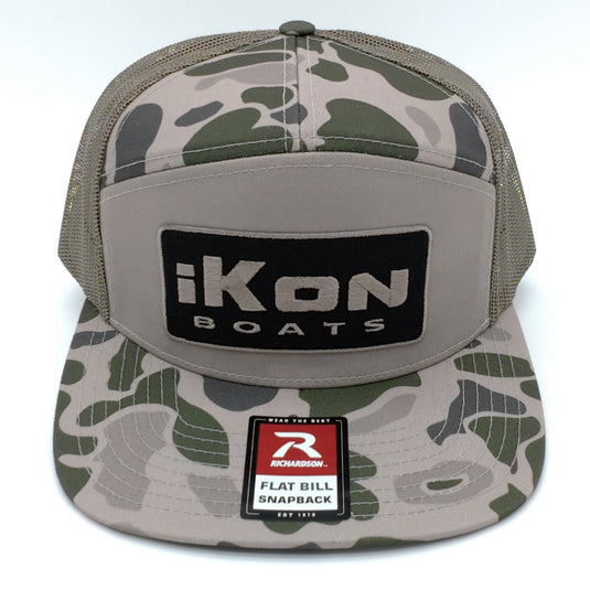 iKon 7-Panel Flat Bill Patch Hat - Marsh Duck Camo