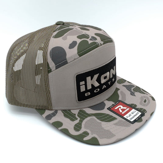 iKon 7-Panel Flat Bill Patch Hat - Marsh Duck Camo