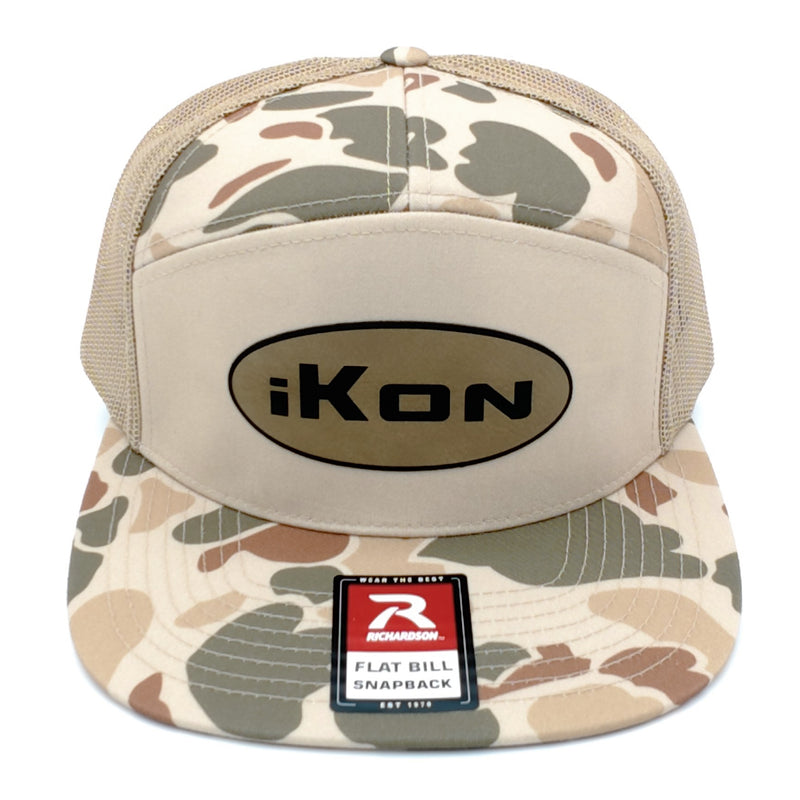Load image into Gallery viewer, iKon 7-Panel Flat Bill Hat - Sandstone Camo
